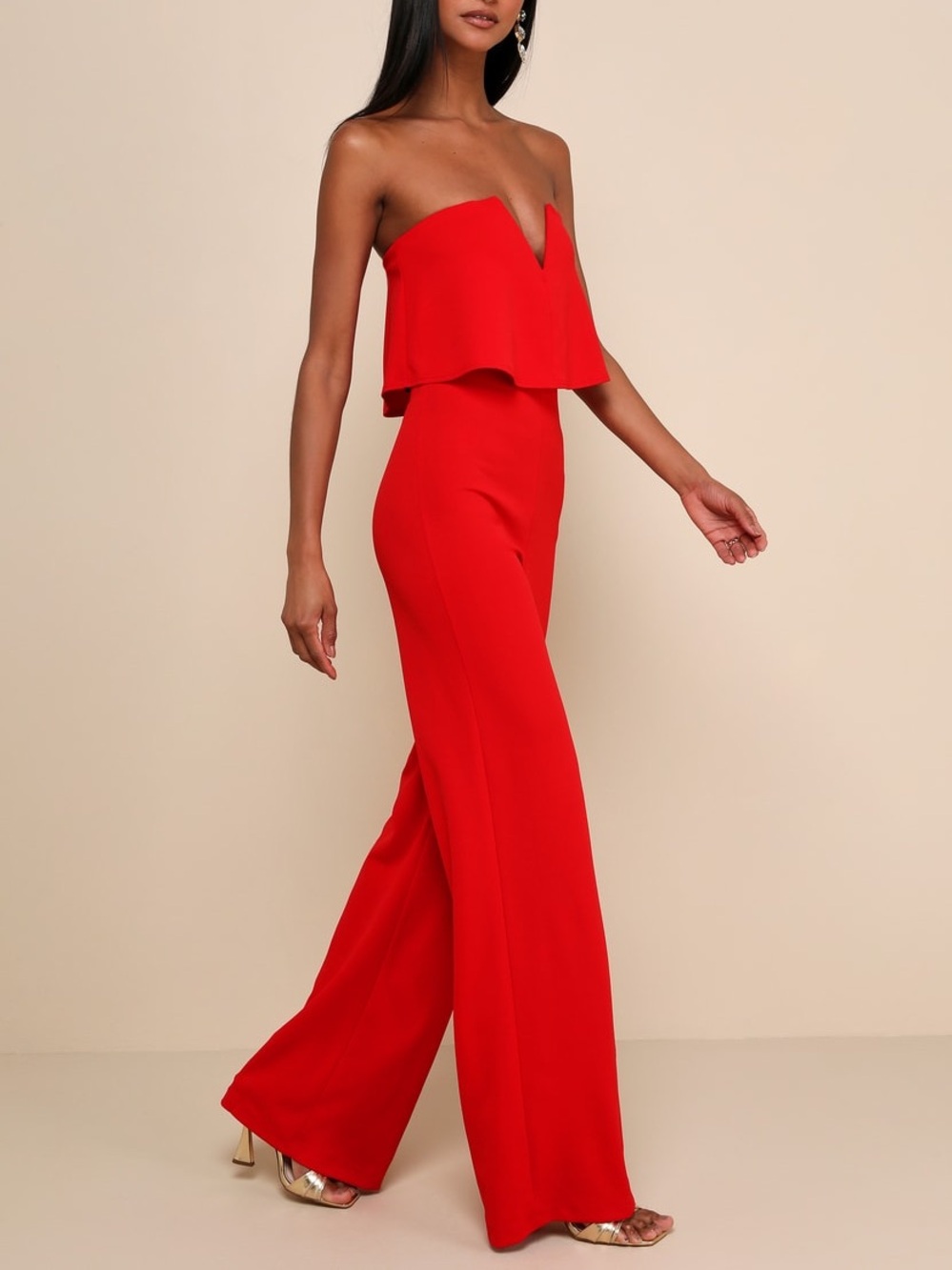 Lulus (By The Way) Power of Love Red Strapless Jumpsuit - Picture 3 of 7